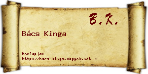 Bács Kinga névjegykártya
